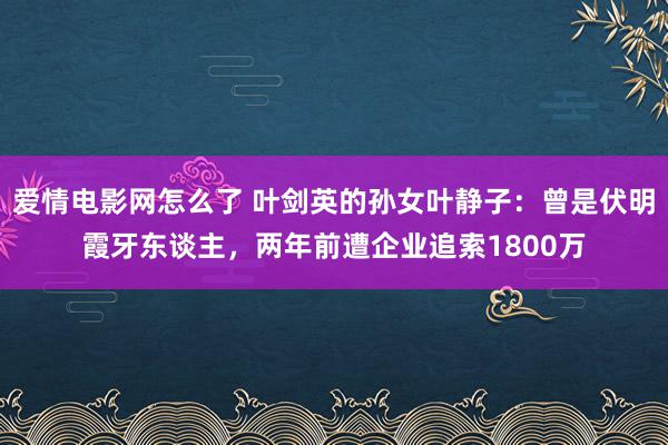 爱情电影网怎么了 叶剑英的孙女叶静子：曾是伏明霞牙东谈主，两年前遭企业追索1800万