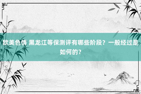 欧美色情 黑龙江等保测评有哪些阶段？一般经过是如何的？