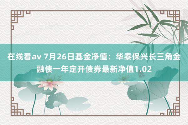 在线看av 7月26日基金净值：华泰保兴长三角金融债一年定开债券最新净值1.02