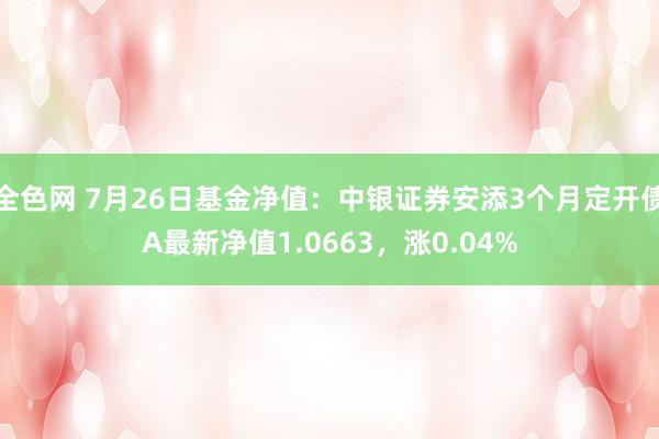 全色网 7月26日基金净值：中银证券安添3个月定开债A最新净值1.0663，涨0.04%