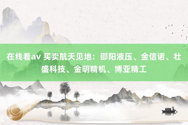 在线看av 买卖航天见地：邵阳液压、金信诺、壮盛科技、金明精机、博亚精工