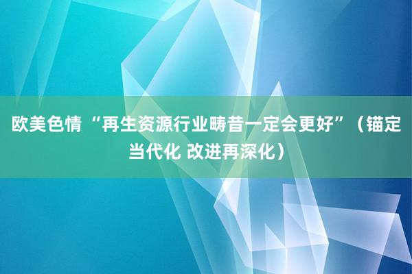 欧美色情 “再生资源行业畴昔一定会更好”（锚定当代化 改进再深化）