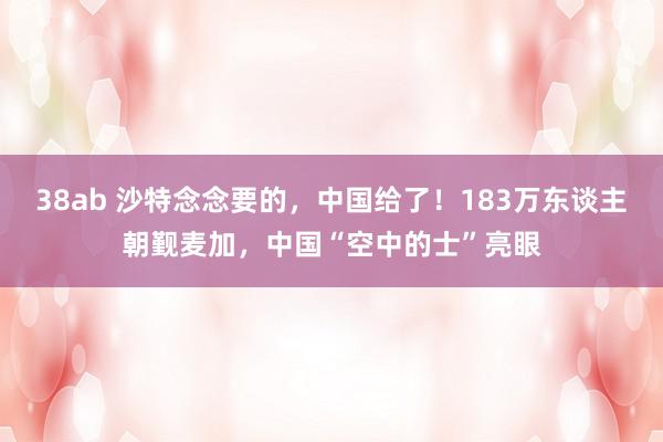 38ab 沙特念念要的，中国给了！183万东谈主朝觐麦加，中国“空中的士”亮眼