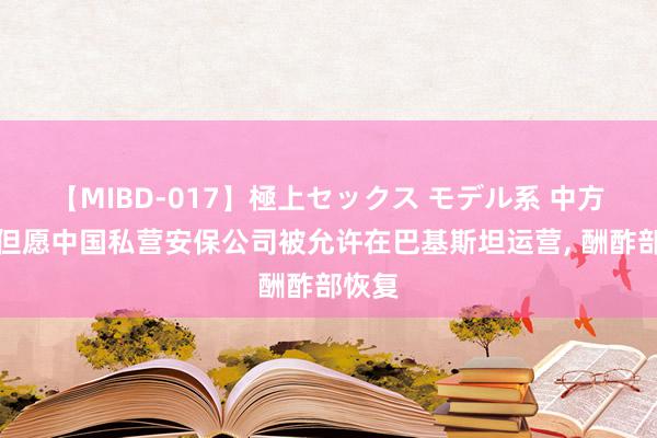 【MIBD-017】極上セックス モデル系 中方是否但愿中国私营安保公司被允许在巴基斯坦运营, 酬酢部恢复