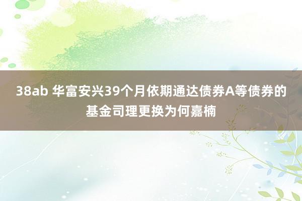 38ab 华富安兴39个月依期通达债券A等债券的基金司理更换为何嘉楠